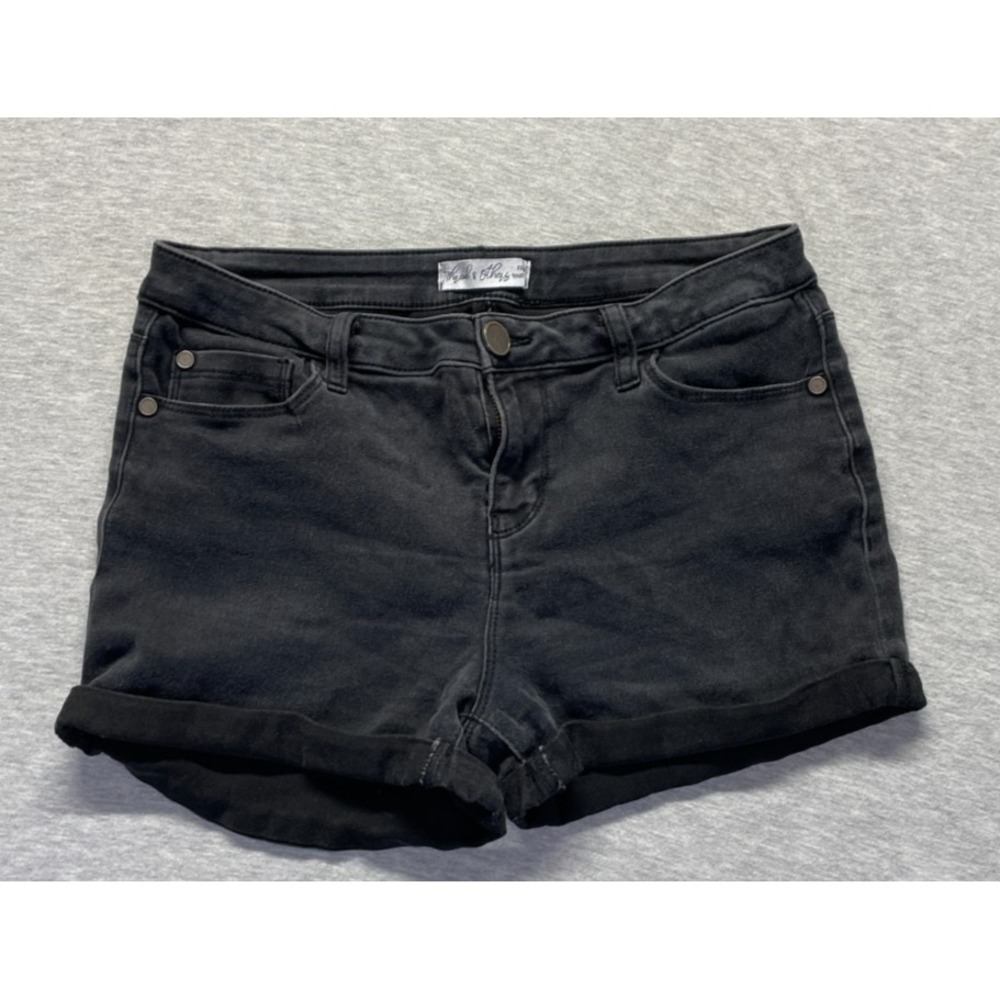 Thread & Others Denim Shorts Womens 9 Black Dark Wash Cotton Cuffed Rolled Hem